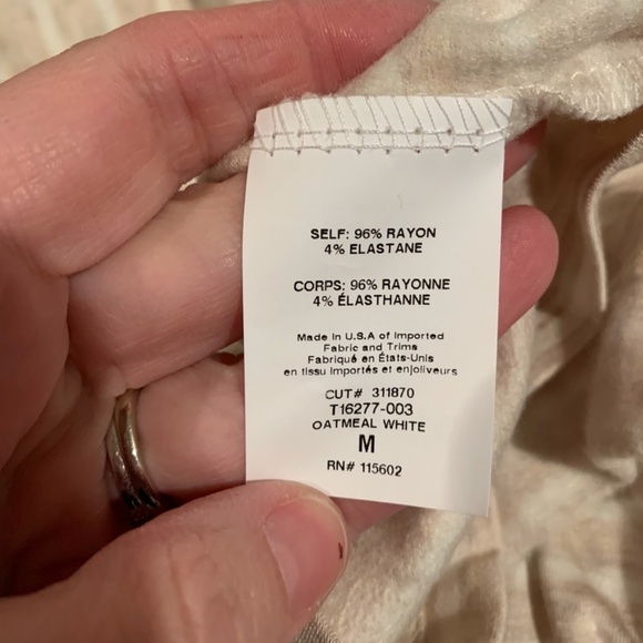 Lush Long Sleeve Stripe Pocket Tee Oatmeal & White Medium NEW - Picture 5 of 6